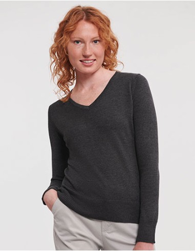 R-R-710F-0-Ladies V-Neck Knitted Pullover